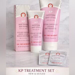 First Aid Beauty KP Bump Eraser + KP Smoothing Lotion Set + Repair Samples NEW